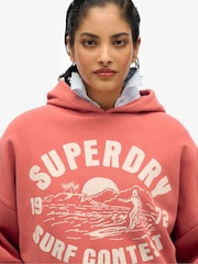 Superdry Red Oversized Lo-Fi Outdoor 100% Cotton Hoodie - Image 1 of 6