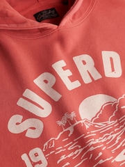 Superdry Red Oversized Lo-Fi Outdoor 100% Cotton Hoodie - Image 6 of 6