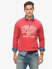 Superdry Red Vintage Wash Relaxed Crew 100% Cotton Sweatshirt - Image 1 of 6
