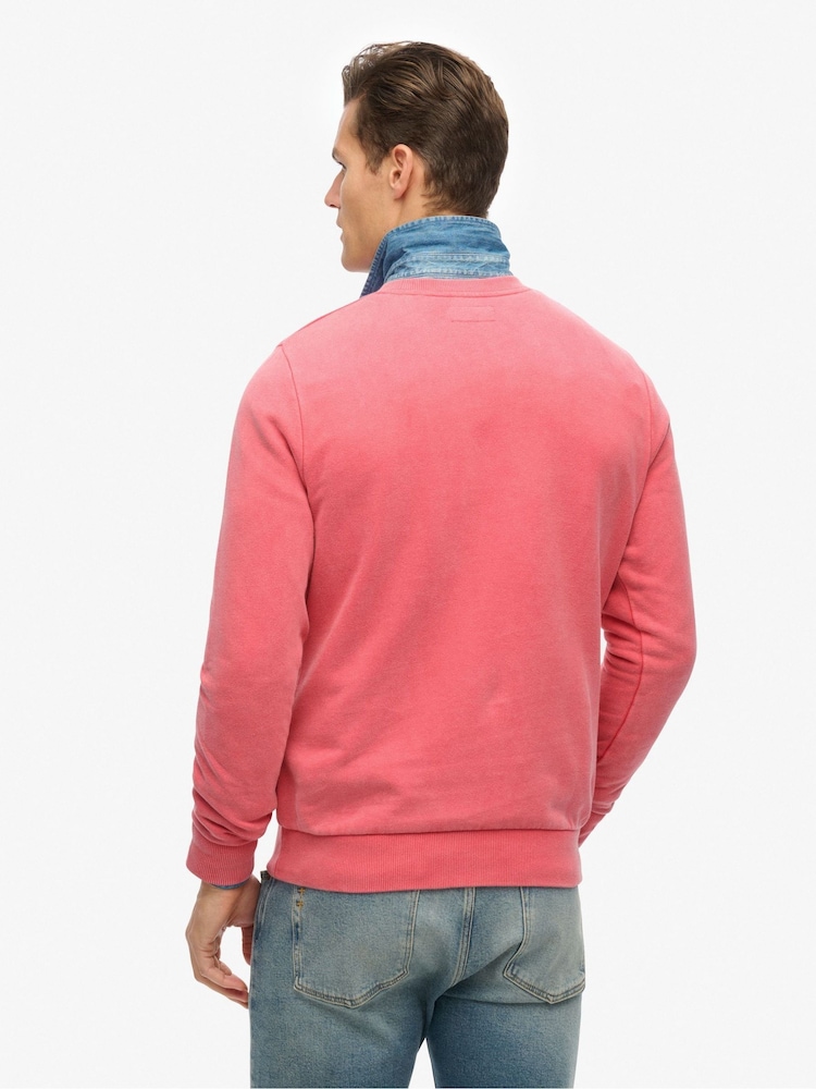 Superdry Red Vintage Wash Relaxed Crew 100% Cotton Sweatshirt - Image 2 of 6