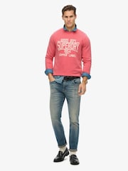 Superdry Red Vintage Wash Relaxed Crew 100% Cotton Sweatshirt - Image 3 of 6