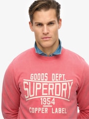 Superdry Red Vintage Wash Relaxed Crew 100% Cotton Sweatshirt - Image 4 of 6