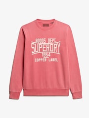 Superdry Red Vintage Wash Relaxed Crew 100% Cotton Sweatshirt - Image 5 of 6