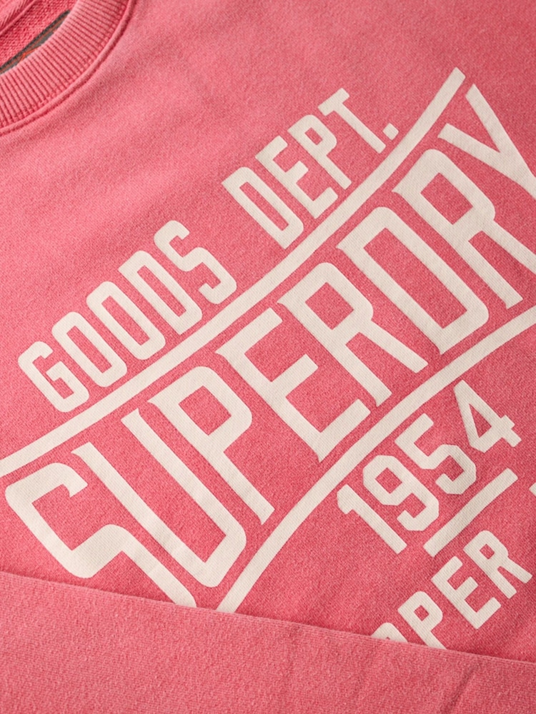 Superdry Red Vintage Wash Relaxed Crew 100% Cotton Sweatshirt - Image 6 of 6