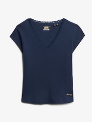 Superdry Light Blue 100% Cotton Essential Square Neck Short Sleeve T-Shirt - Image 5 of 6