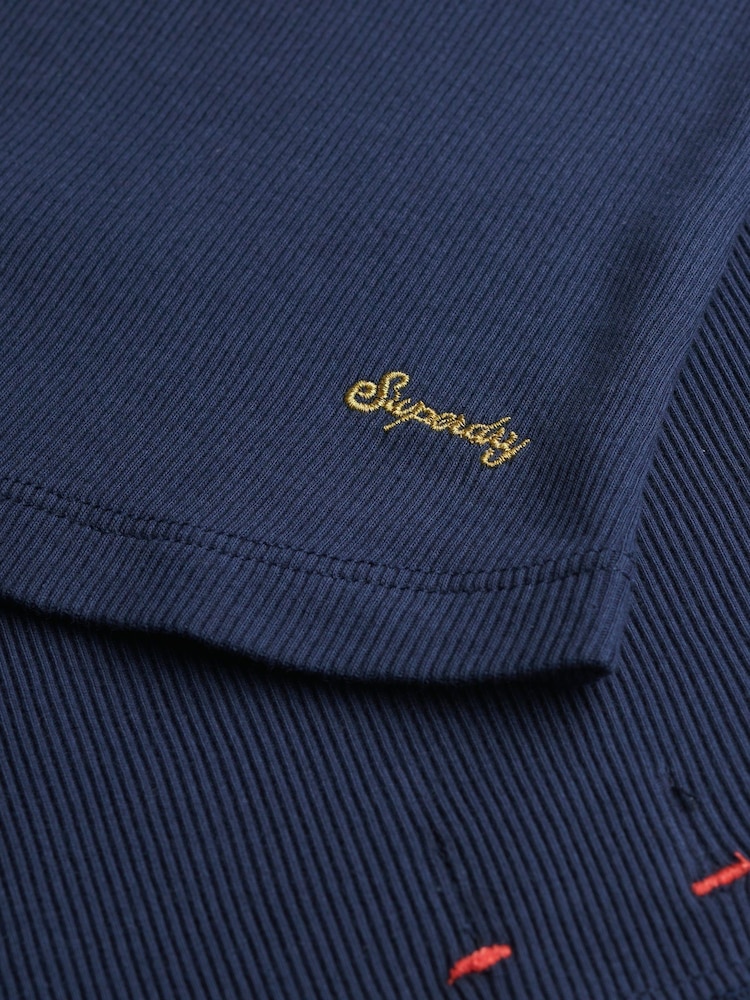 Superdry Light Blue 100% Cotton Essential Square Neck Short Sleeve T-Shirt - Image 6 of 6
