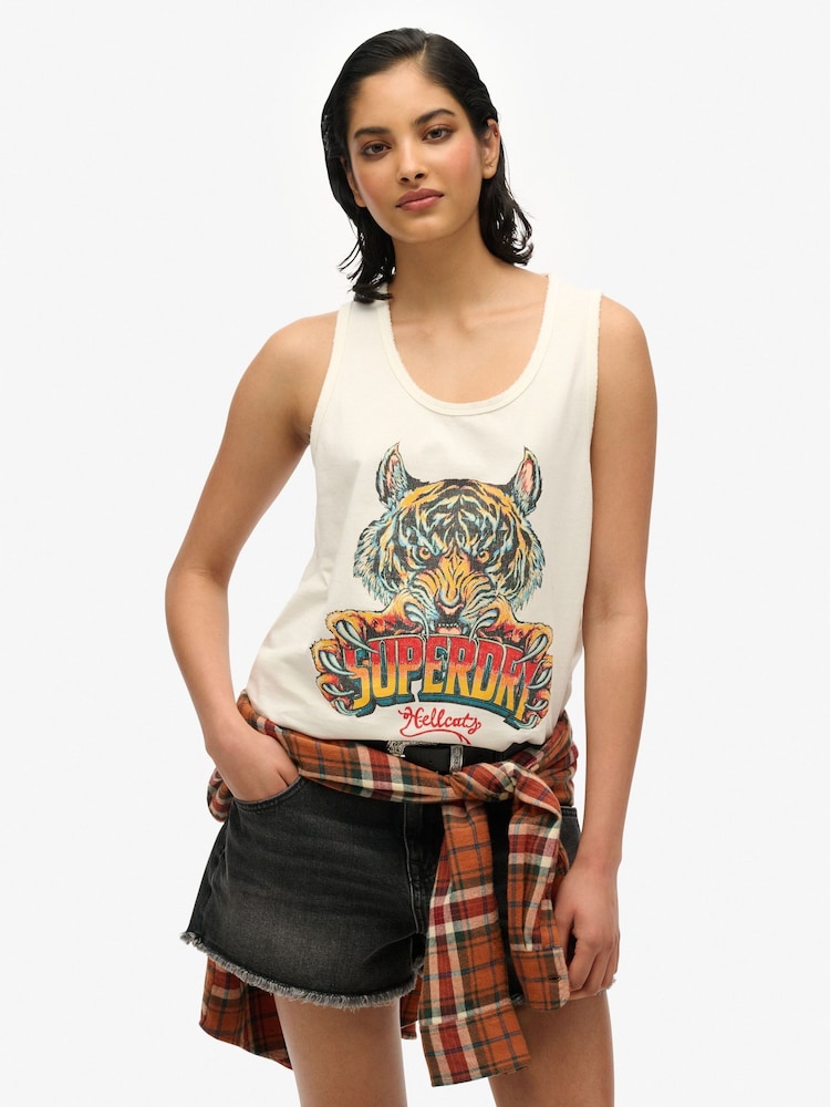 Superdry White 100% Cotton Essential Square Neck Short Sleeve T-Shirt - Image 1 of 6