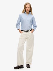 Superdry Blue Slim Oxford Long Sleeve 100% Cotton Shirt - Image 2 of 3