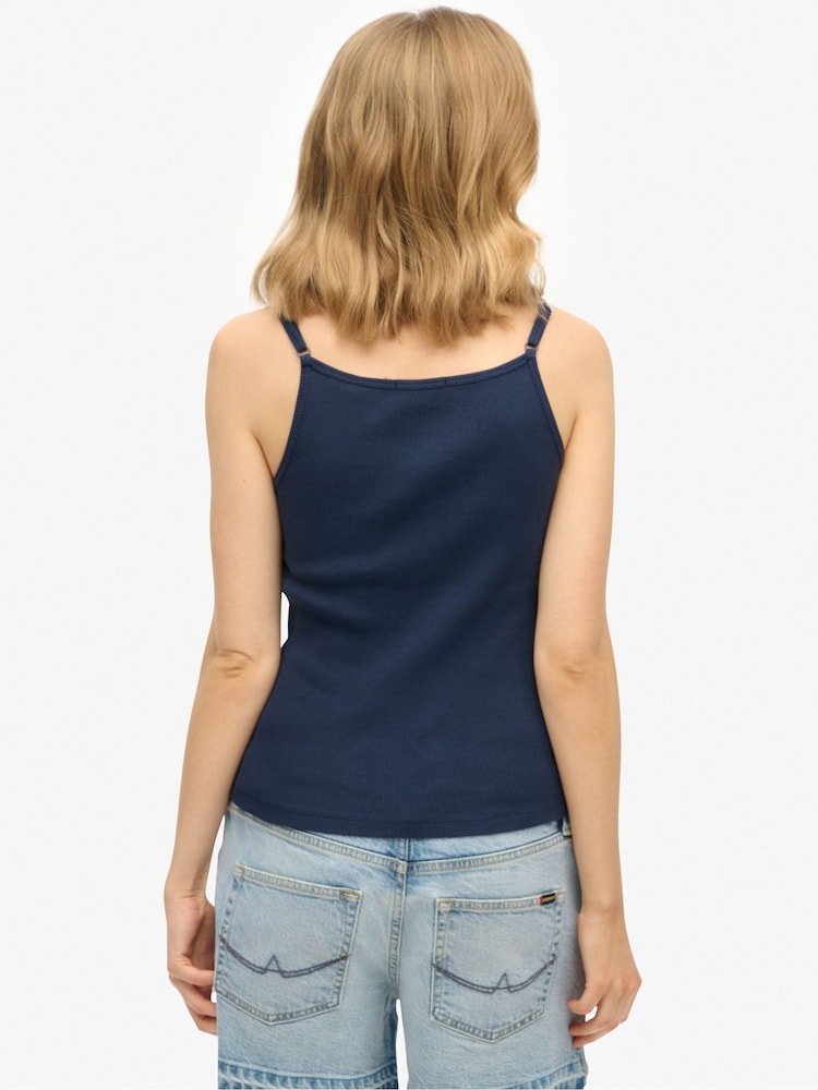 Superdry Blue 100% Cotton Athletic Essentials Scoop Neck Vest - Image 2 of 5