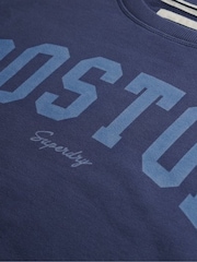 Superdry Blue Athletic Essentials Relaxed Crew 100% Cotton Sweatshirt - Image 4 of 4