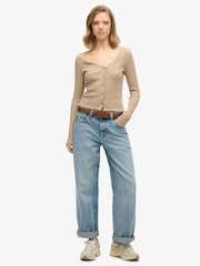 Superdry Natural 100% Cotton Essential Button Long Sleeve Top - Image 2 of 3
