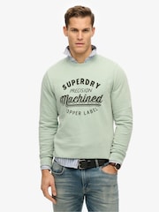 Superdry Green Vintage Wash Relaxed Crew 100% Cotton Sweatshirt - Image 1 of 5