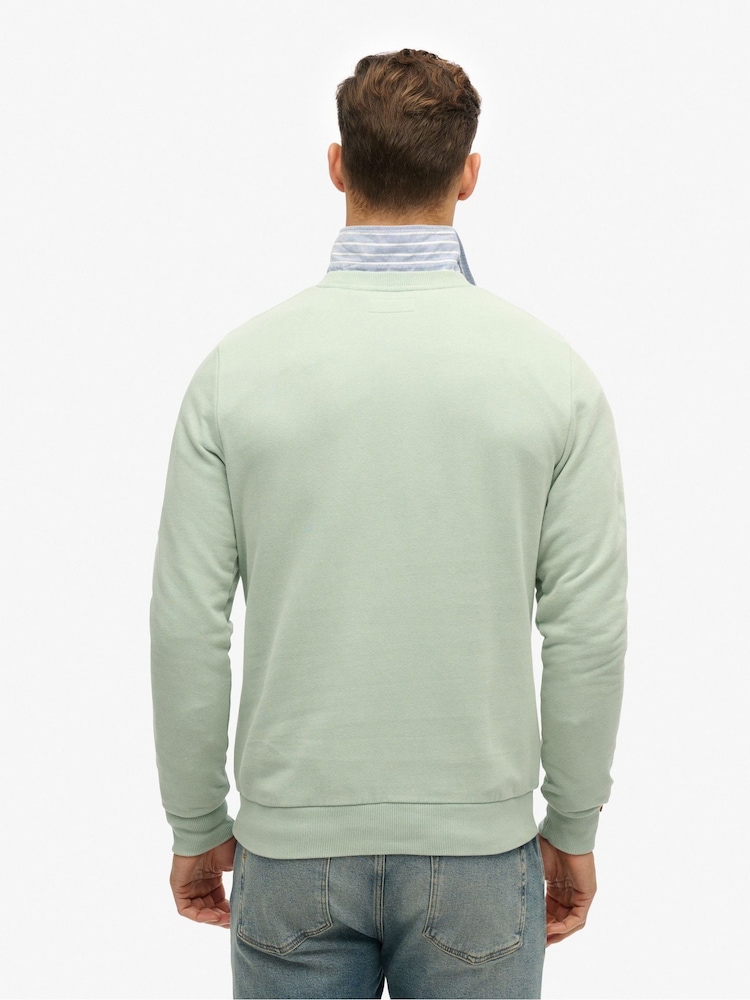 Superdry Green Vintage Wash Relaxed Crew 100% Cotton Sweatshirt - Image 2 of 5