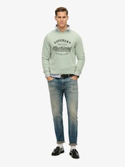 Superdry Green Vintage Wash Relaxed Crew 100% Cotton Sweatshirt - Image 3 of 5