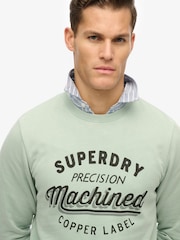 Superdry Green Vintage Wash Relaxed Crew 100% Cotton Sweatshirt - Image 4 of 5