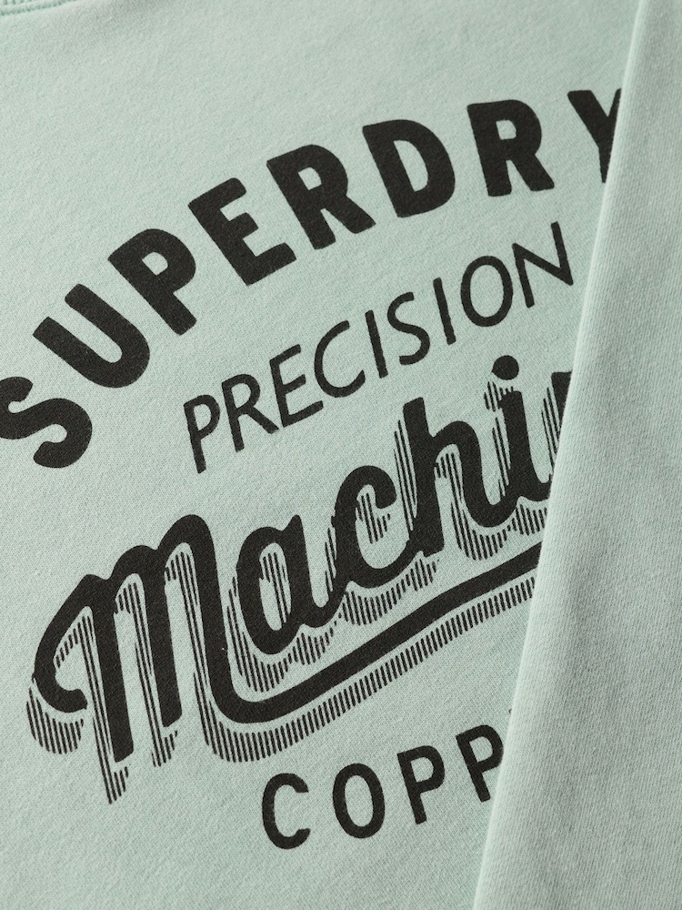 Superdry Green Vintage Wash Relaxed Crew 100% Cotton Sweatshirt - Image 5 of 5