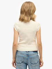 Superdry Off White 100% Cotton Essential Square Neck Short Sleeve T-Shirt - Image 2 of 5