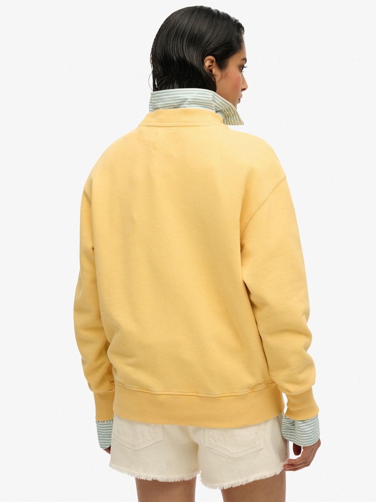 Superdry Yellow Souvenir Graphic Print Loose Crew 100% Cotton Sweatshirt - Image 2 of 6