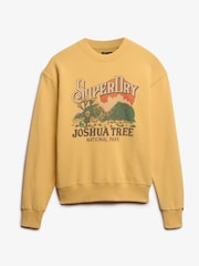 Superdry Yellow Souvenir Graphic Print Loose Crew 100% Cotton Sweatshirt - Image 5 of 6