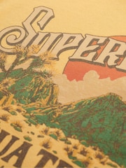 Superdry Yellow Souvenir Graphic Print Loose Crew 100% Cotton Sweatshirt - Image 6 of 6