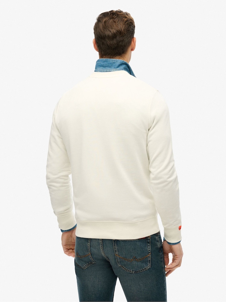 Superdry Cream Lo-Fi Outdoors Relaxed Crew 100% Cotton Sweatshirt - Image 2 of 6