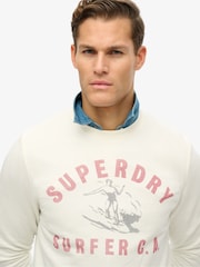 Superdry Cream Lo-Fi Outdoors Relaxed Crew 100% Cotton Sweatshirt - Image 4 of 6