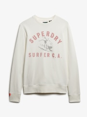 Superdry Cream Lo-Fi Outdoors Relaxed Crew 100% Cotton Sweatshirt - Image 5 of 6