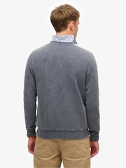 Superdry Blue Vintage Wash Relaxed Crew 100% Cotton Sweatshirt - Image 2 of 6