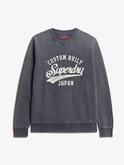 Superdry Blue Vintage Wash Relaxed Crew 100% Cotton Sweatshirt - Image 5 of 6