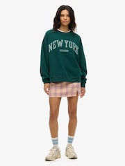 Superdry Green Oversized Athletic Essentials Crew 100% Cotton Sweatshirt - Image 3 of 6