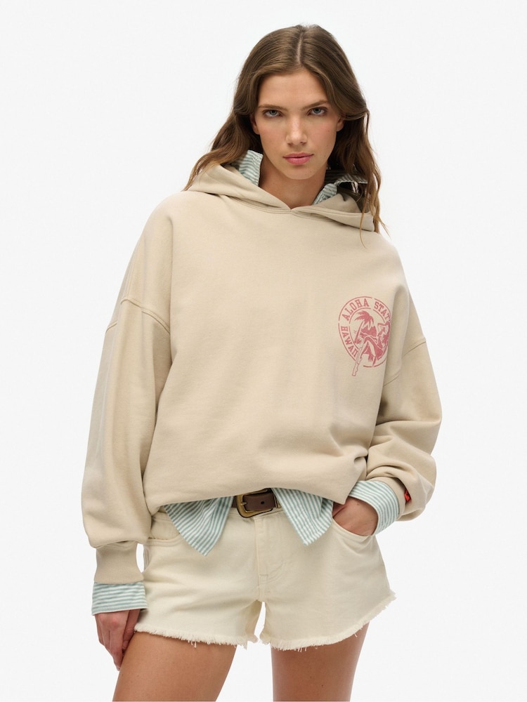 Superdry Natural Oversized Lo-Fi Outdoor 100% Cotton Hoodie - Image 1 of 4