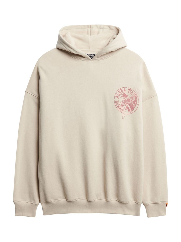 Superdry Natural Oversized Lo-Fi Outdoor 100% Cotton Hoodie - Image 4 of 4