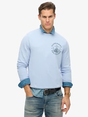 Superdry Blue Lo-Fi Outdoor Mono Relaxed Crew 100% Cotton Sweatshirt - Image 1 of 5