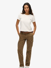 Superdry Brown Mid Rise Slim Cargo 100% Cotton Trousers - Image 2 of 5