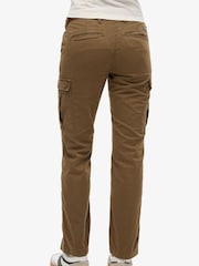Superdry Brown Mid Rise Slim Cargo 100% Cotton Trousers - Image 3 of 5