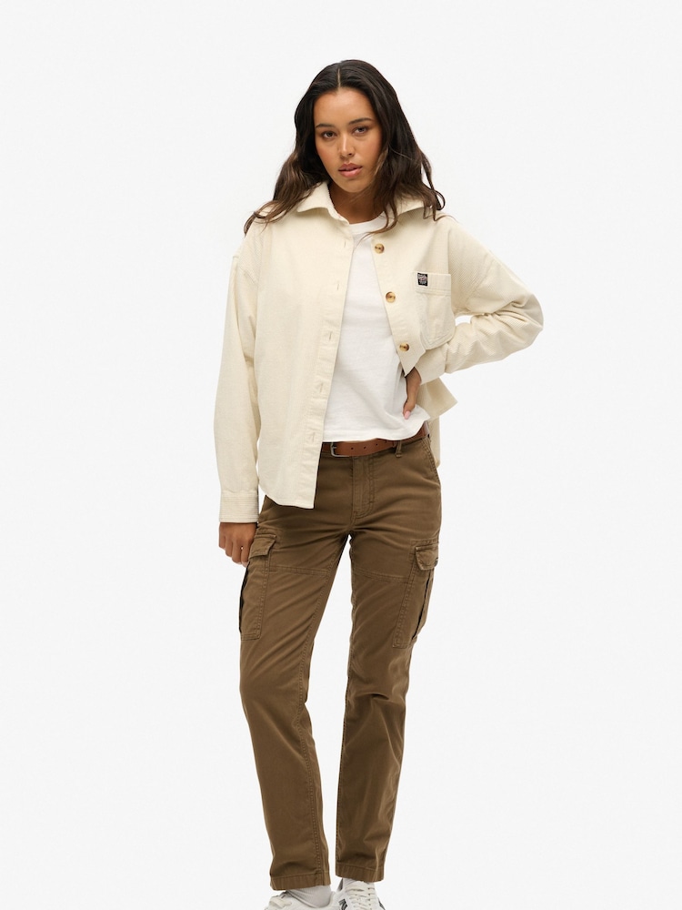 Superdry Brown Mid Rise Slim Cargo 100% Cotton Trousers - Image 5 of 5