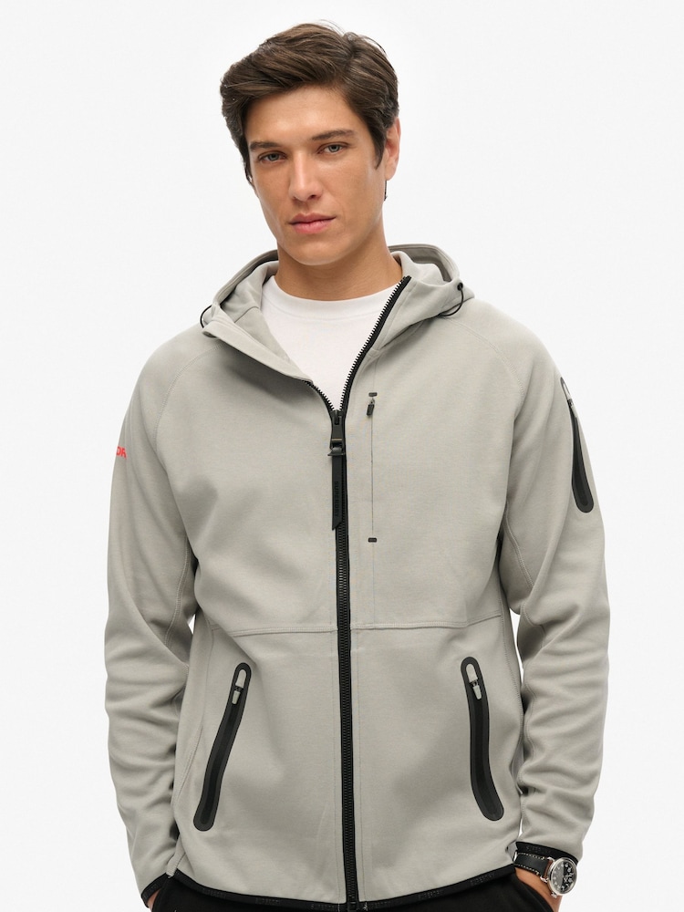 Superdry Grey Tech Logo Loose Zip Hoodie - Image 1 of 4