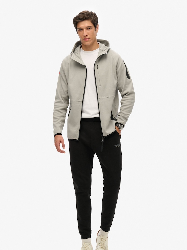 Superdry Grey Tech Logo Loose Zip Hoodie - Image 2 of 4