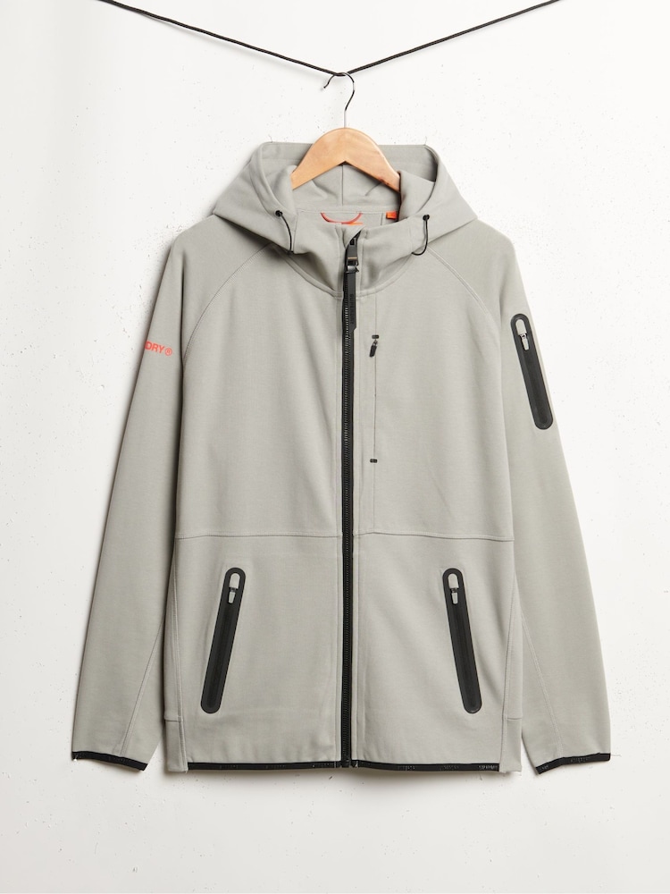 Superdry Grey Tech Logo Loose Zip Hoodie - Image 3 of 4