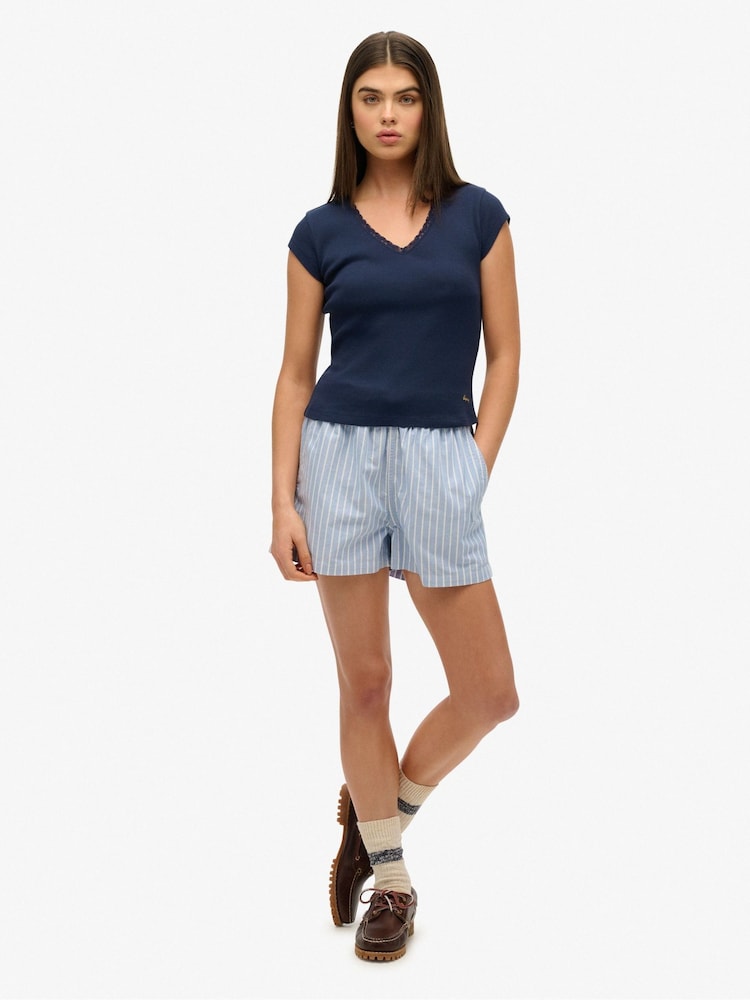 Superdry Blue Chrome 100% Cotton Essential Square Neck Short Sleeve T-Shirt - Image 3 of 8