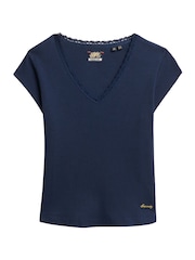 Superdry Blue Chrome 100% Cotton Essential Square Neck Short Sleeve T-Shirt - Image 7 of 8