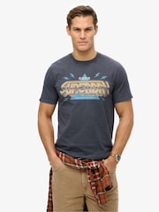 Superdry Grey Rock Band Logo Relaxed 100% Cotton T-Shirt - Image 1 of 6