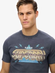 Superdry Grey Rock Band Logo Relaxed 100% Cotton T-Shirt - Image 4 of 6