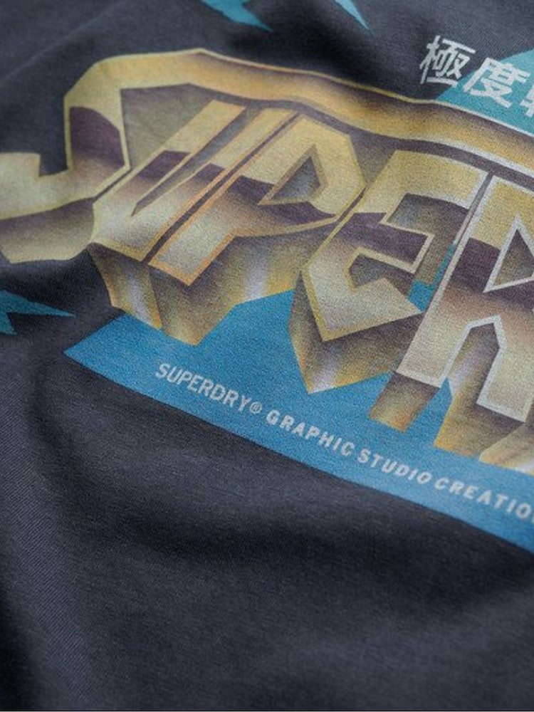 Superdry Grey Rock Band Logo Relaxed 100% Cotton T-Shirt - Image 6 of 6
