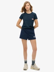 Superdry Blue 100%  Cotton Athletic Essentials Graphic Shorts - Image 1 of 5