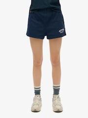 Superdry Blue 100%  Cotton Athletic Essentials Graphic Shorts - Image 2 of 5