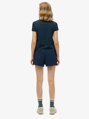 Superdry Blue 100%  Cotton Athletic Essentials Graphic Shorts - Image 4 of 5