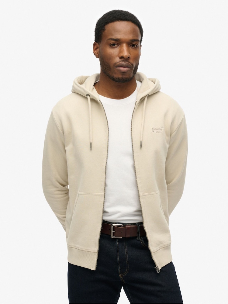 Superdry Nude Essential Logo Zip 100% Cotton Hoodie - Image 1 of 5