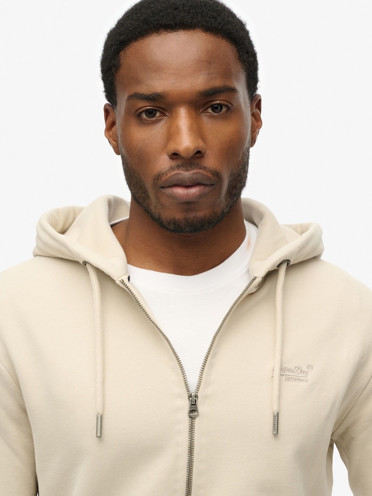 Superdry Nude Essential Logo Zip 100% Cotton Hoodie - Image 5 of 5