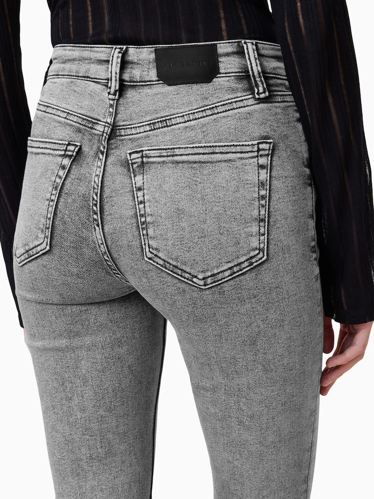 AllSaints Grey Chrome Slim Haldan Bootcut Jeans - Image 4 of 8